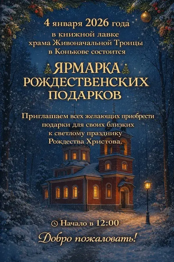 Ярмарка рождественских подарков в книжной лавке храма