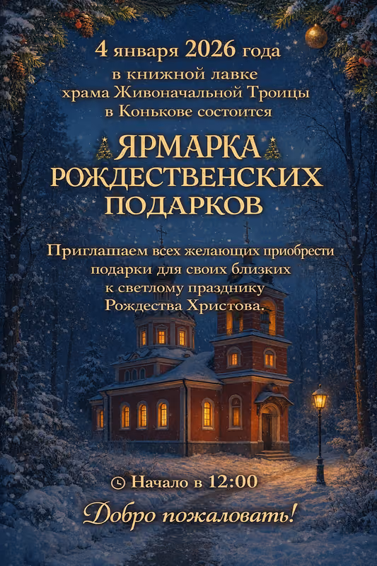 Ярмарка рождественских подарков в книжной лавке храма
